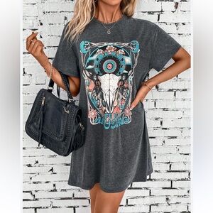 Gray Graphic T-Shirt Dress